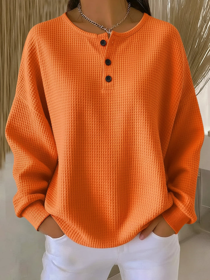 Zafiria – Lässiges Henley Oberteil Mit Knopfleiste