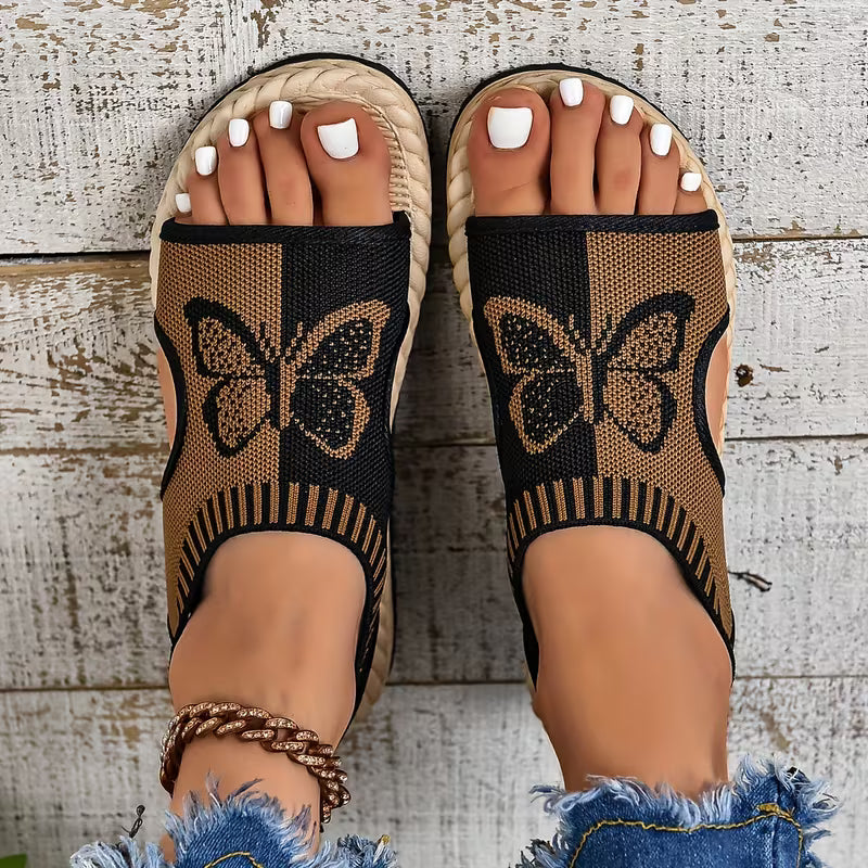 khulood - Bequeme Flache Sandalen Mit Schmetterlingsmuster