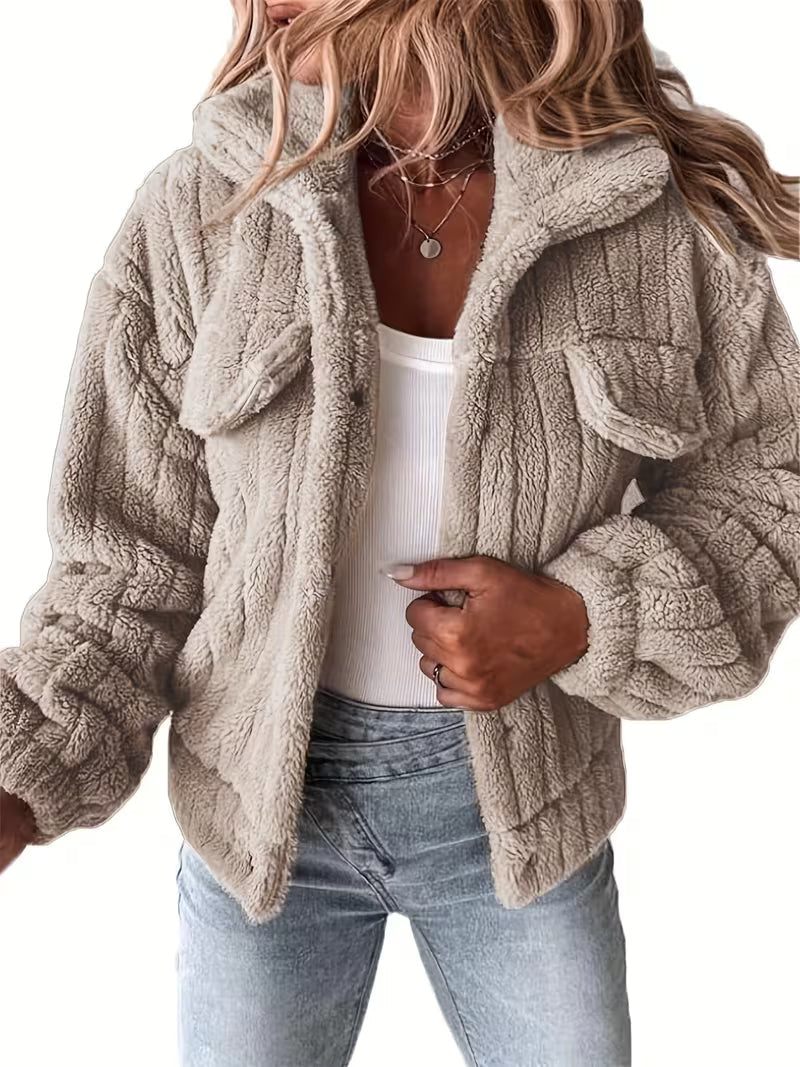 Libila – Kunstfell Jacke Mit Taschen