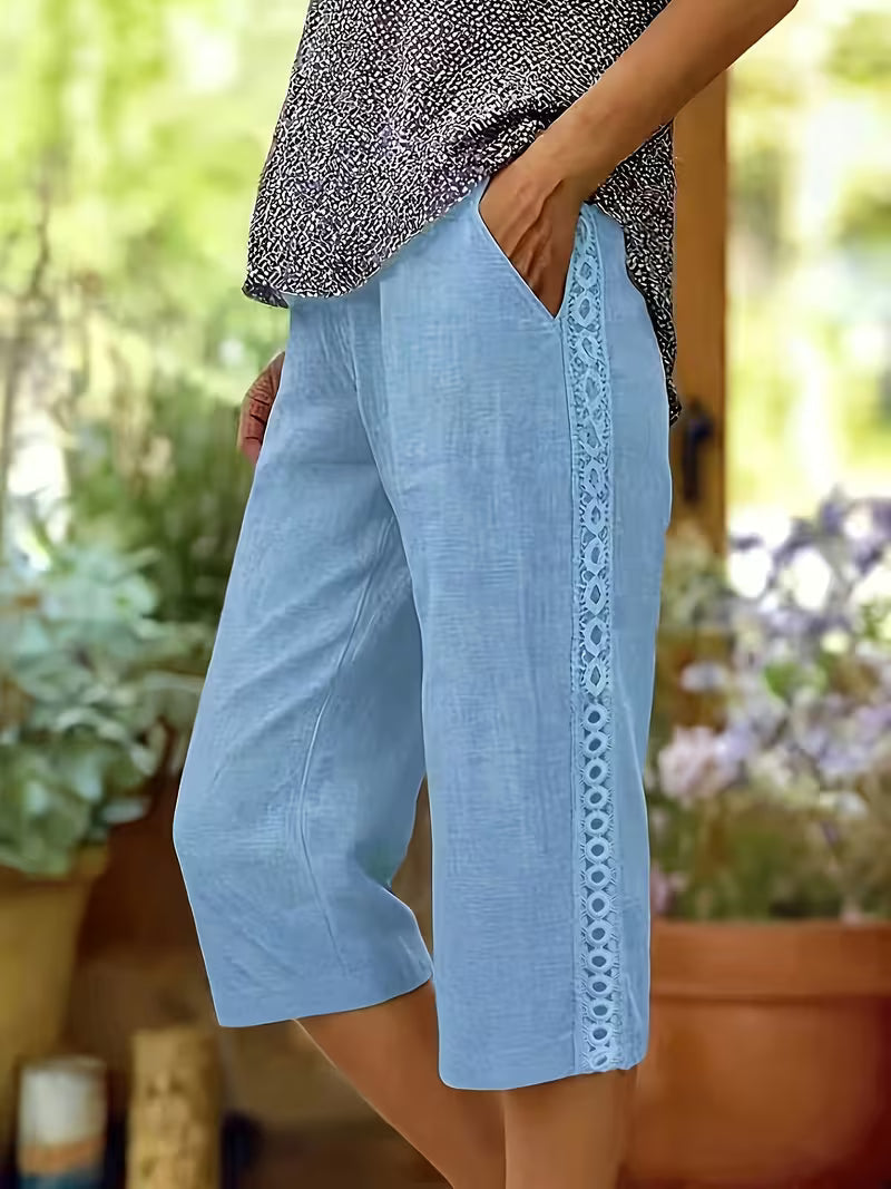Arnisa - Bequeme Sommerhose Mit Seitlichen Spitzen Einsätzen