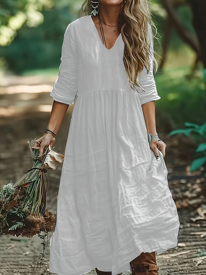 Shirron – Modisches Langes Kleid Mit V-Ausschnitt
