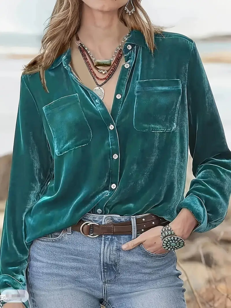 Geanie - Langarm Hemd Mit Vorderseite Taschen