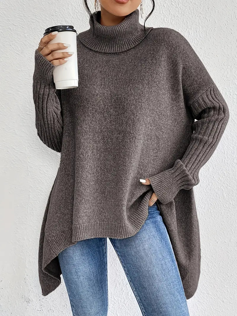 Laora – Lässiger Pullover Mit Langen Ärmeln Und Hohem Kragen