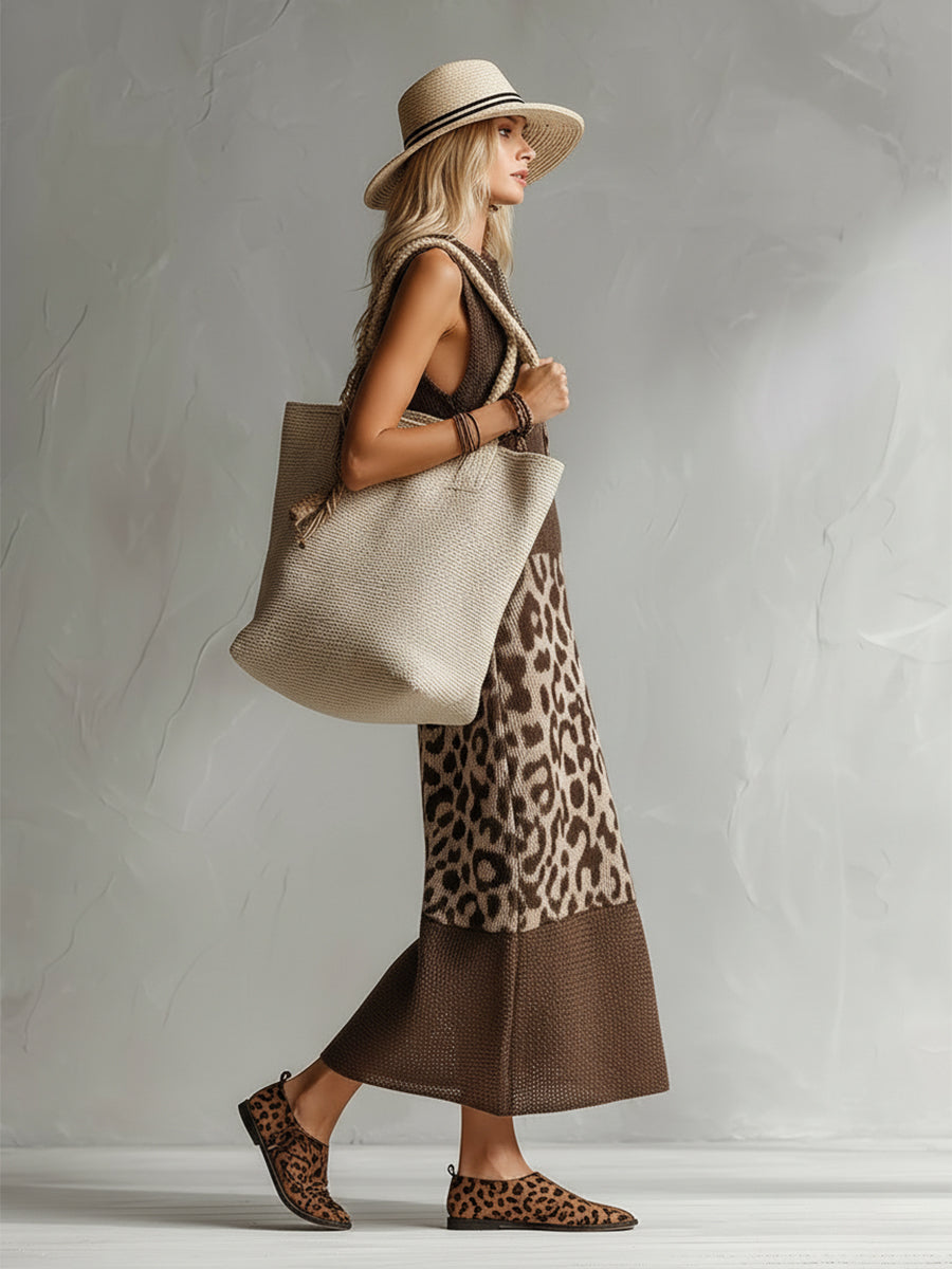 Ameliae – Midi-Strickkleid mit Leopardenmuster