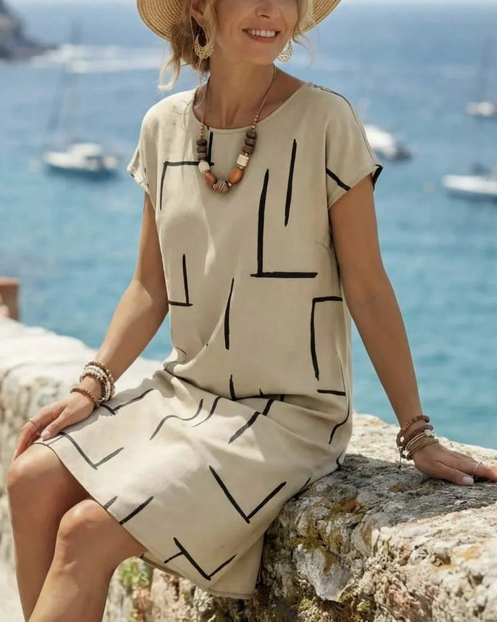 Ainee – Sommer Kleid Mit Rundhalsausschnitt Und Print
