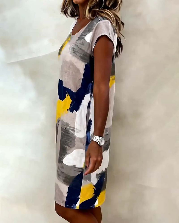 Addie – Kleid mit Rundhalsausschnitt und Drucken Tie-Dye
