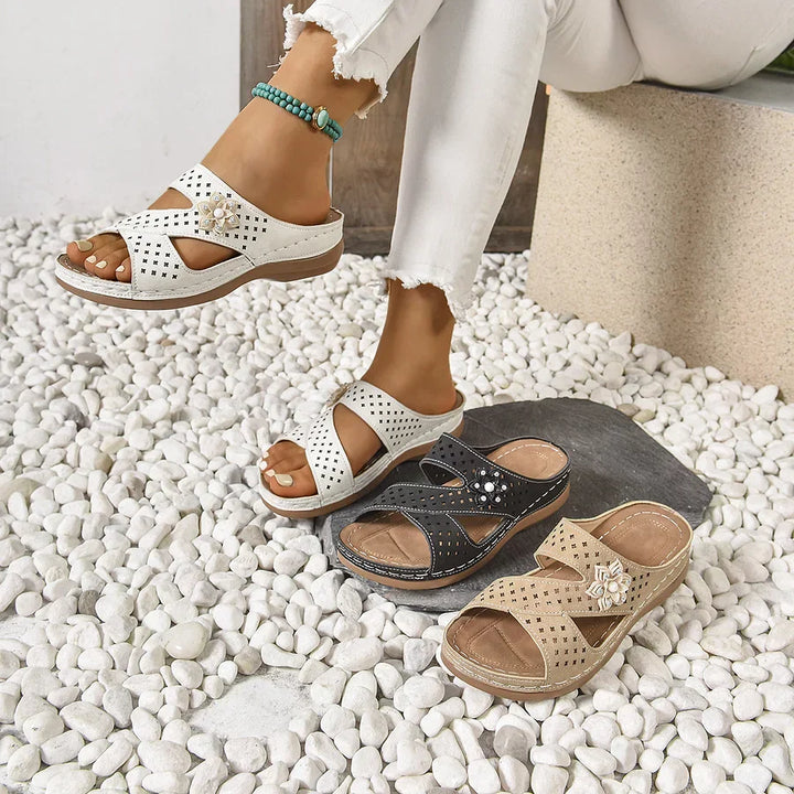 Kristine - Orthopädisch Blume Lässig Keilabsatz Sandalen