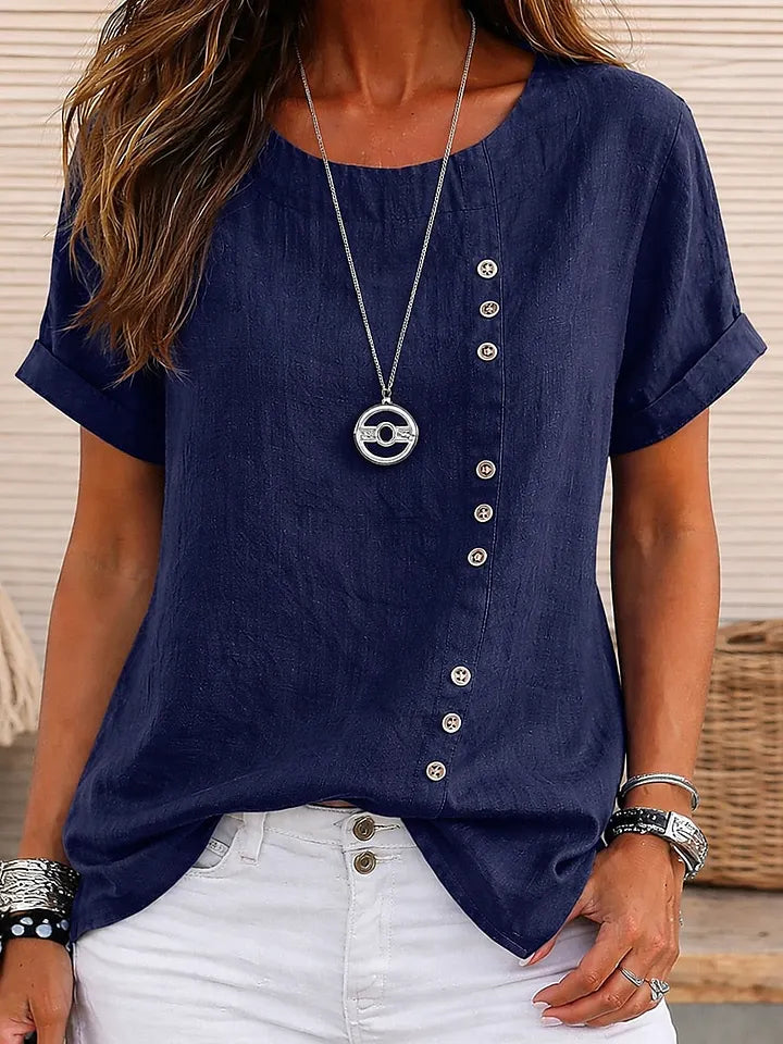 Mickale - Baumwoll Bluse Mit Knopfleiste