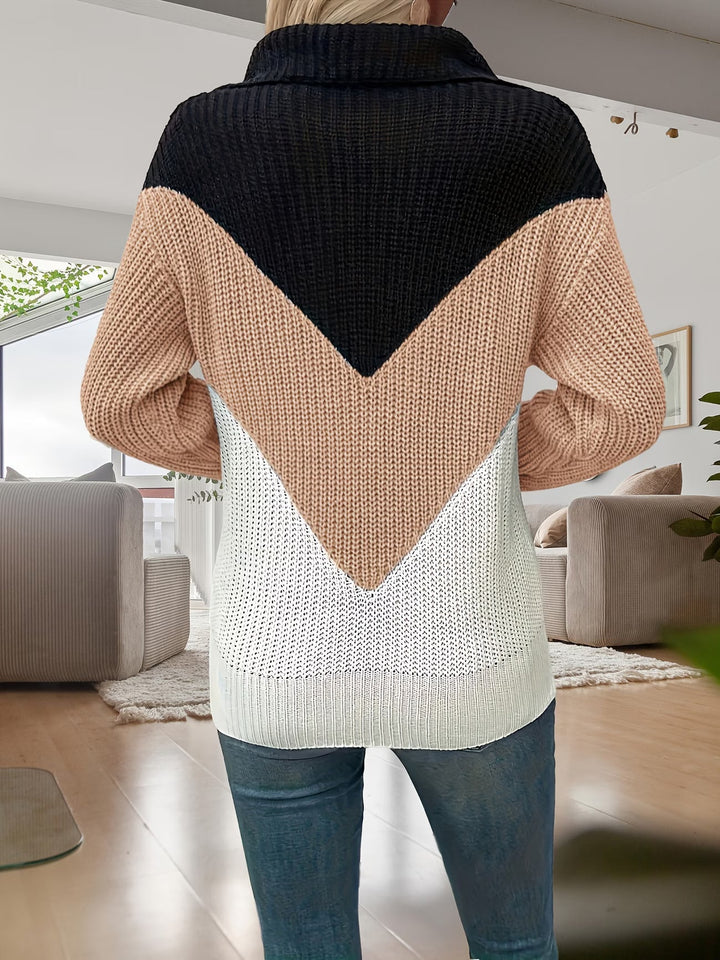 Fagina – Eleganter Strickpullover Mit Halbem Reißverschluss