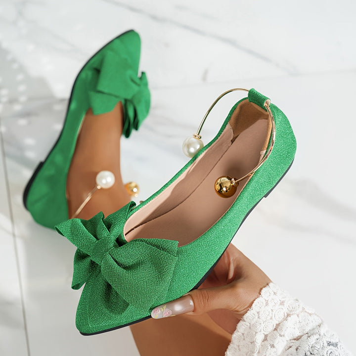 Jonita – Spitz Bogen Ballerinas Mit Perle Fersenriemen