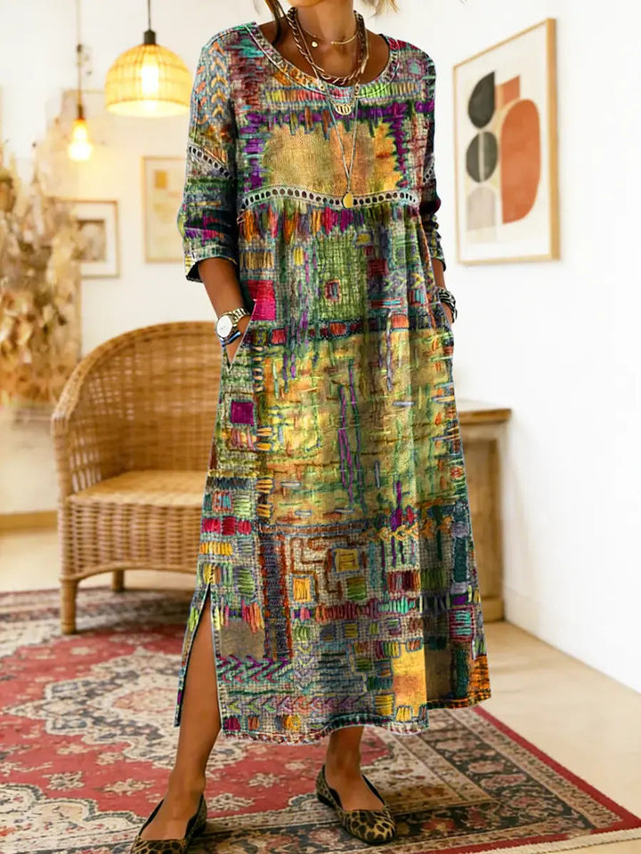 Nihada - Kunstvolles Ausgestellt Geschnittenes Midikleid