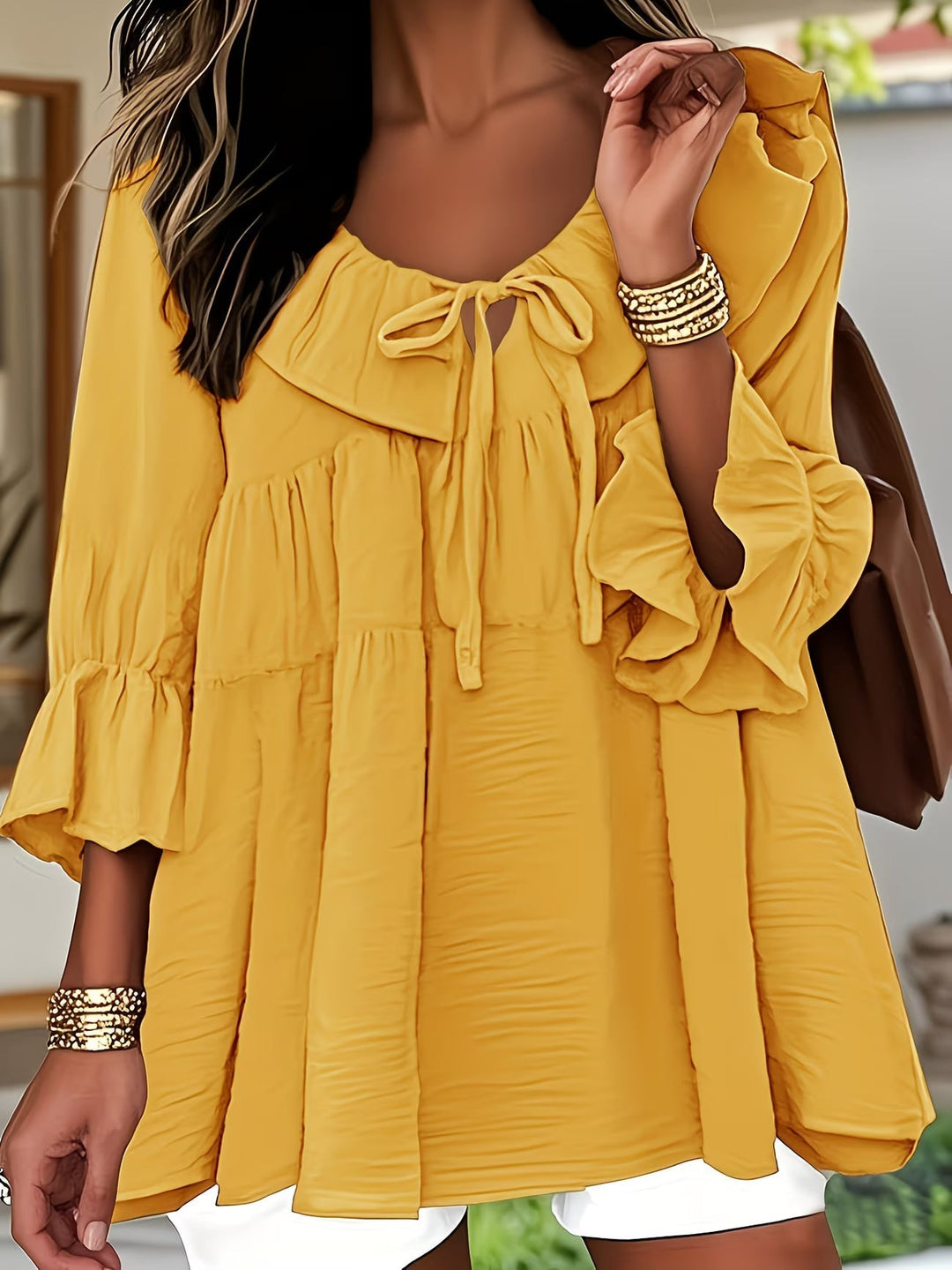 Garbine – Elegante Bluse Mit Rüschen Am Ausschnitt