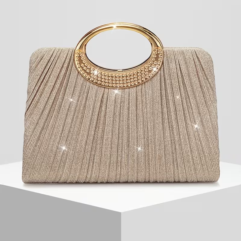 Lizzana – Glänzende, Runde, Plissierte Handtasche Mit Ringverschluss