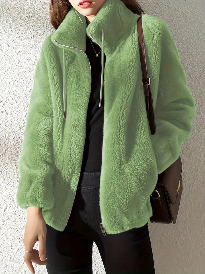 Maliza – Stilvolle Fleece Jacke Mit Fellbesatz