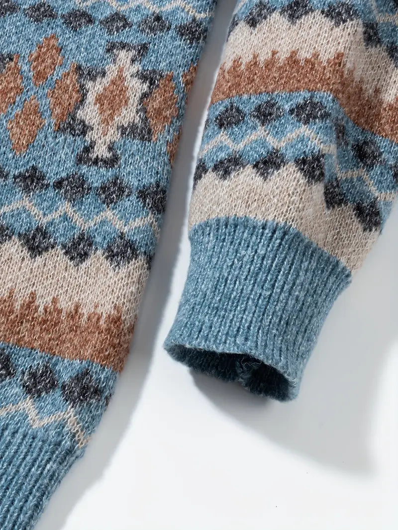 Hartman – Lässiger Geometrischer Strick Pullover