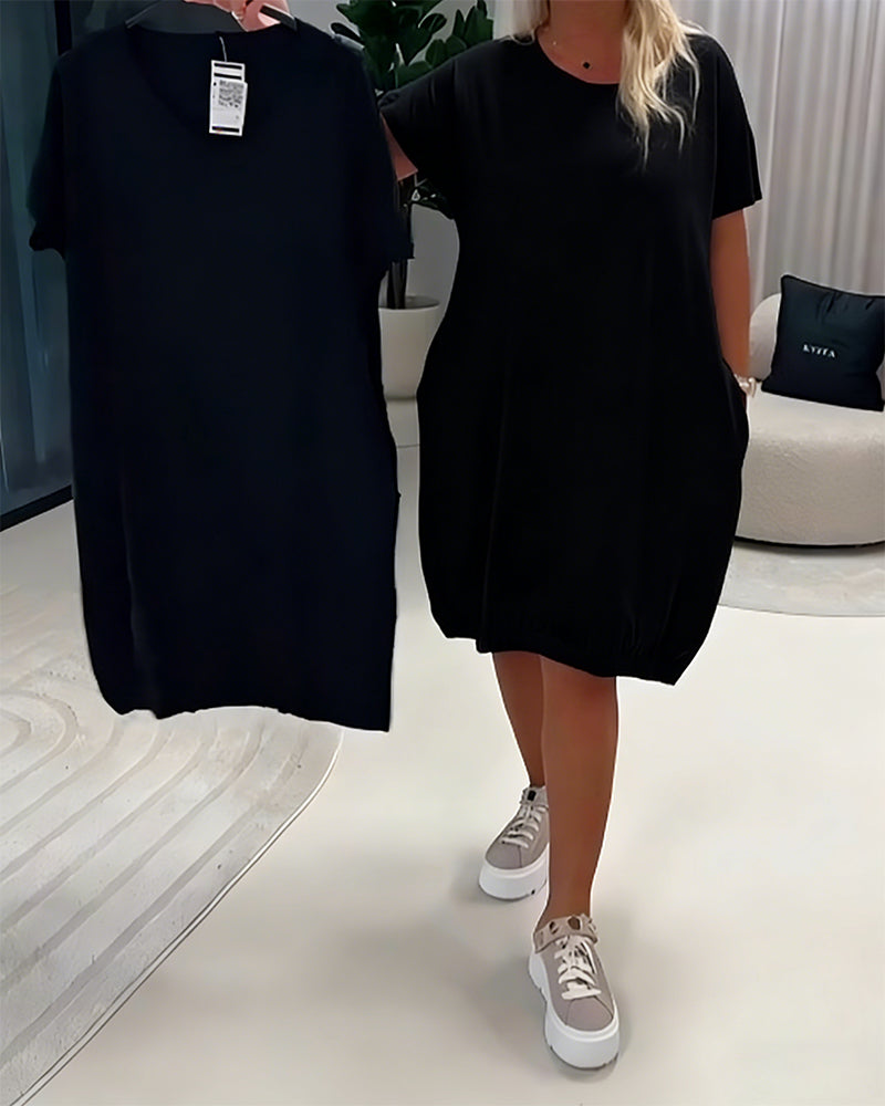 Pretty - Hübsches Kleid Mit Kurzen Ärmeln Und Rundem Ausschnitt