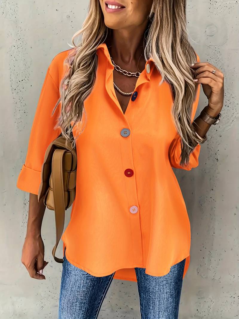 Lasangi - Lässiges Langarm Hemd Mit Mehreren Knöpfen