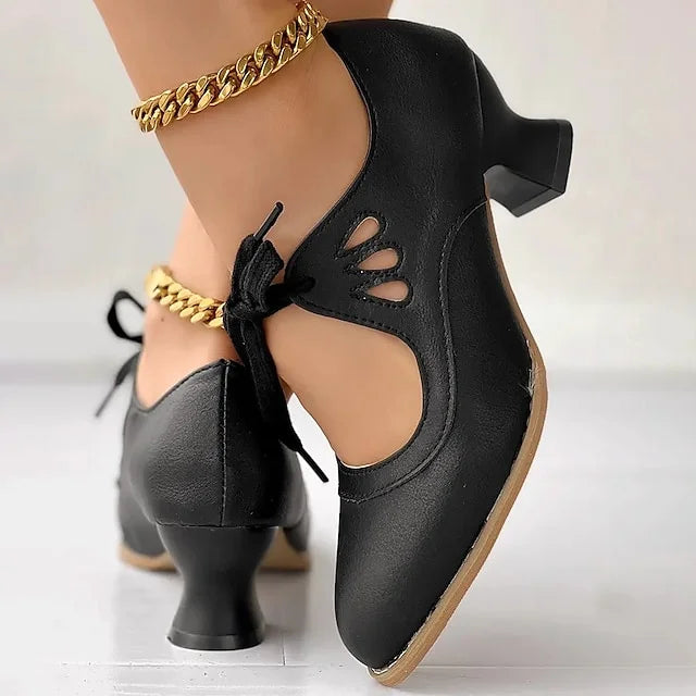 Zydrune - Vintage Leder Pumps Mit Hohem Absatz