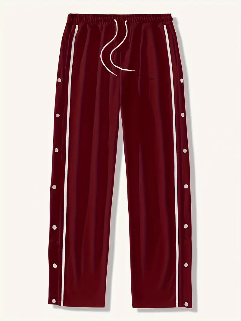 Mendis – Lässige Sport Hose Mit Geradem Bein Und Druckknopfverschluss