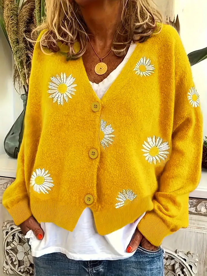 Korina – Eleganter Langarm Strickjacke Mit Knöpfen