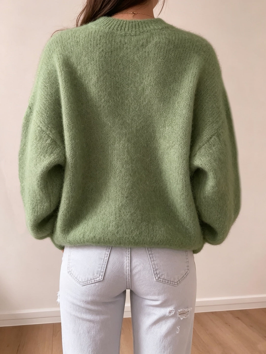 Margaretha – Strickpullover mit Rundhalsausschnitt und Ballonärmeln