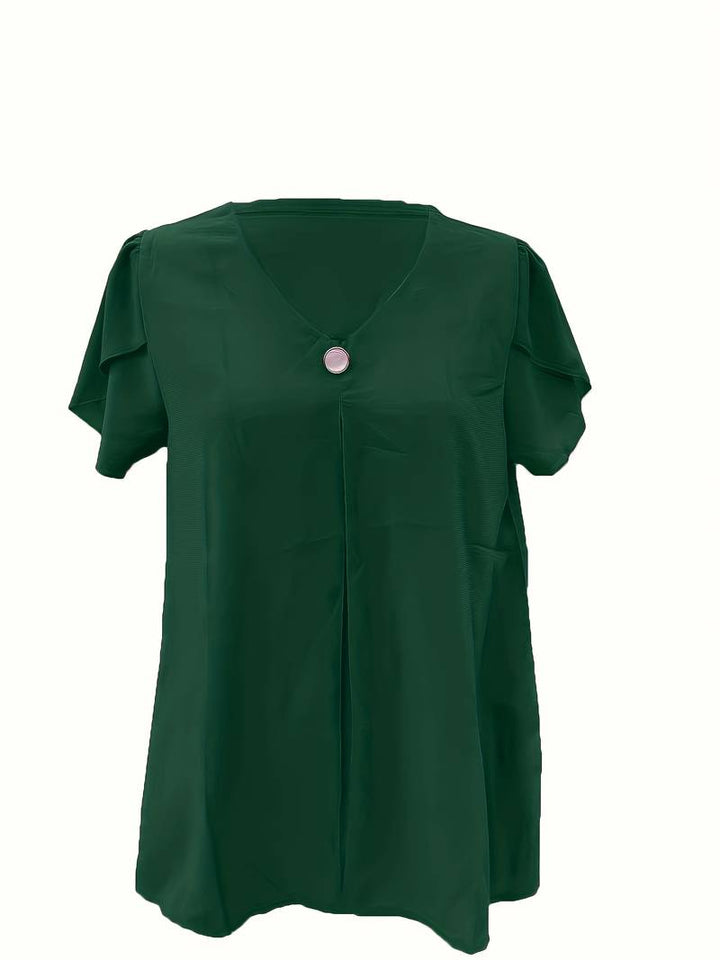 Thilakshi - Kurzärmelige Bluse Mit Rüschen Und Einem Knopf