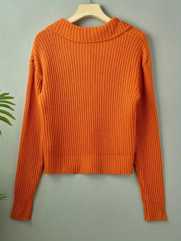 Agnetha – Strick Pullover Mit Großen Knöpfen