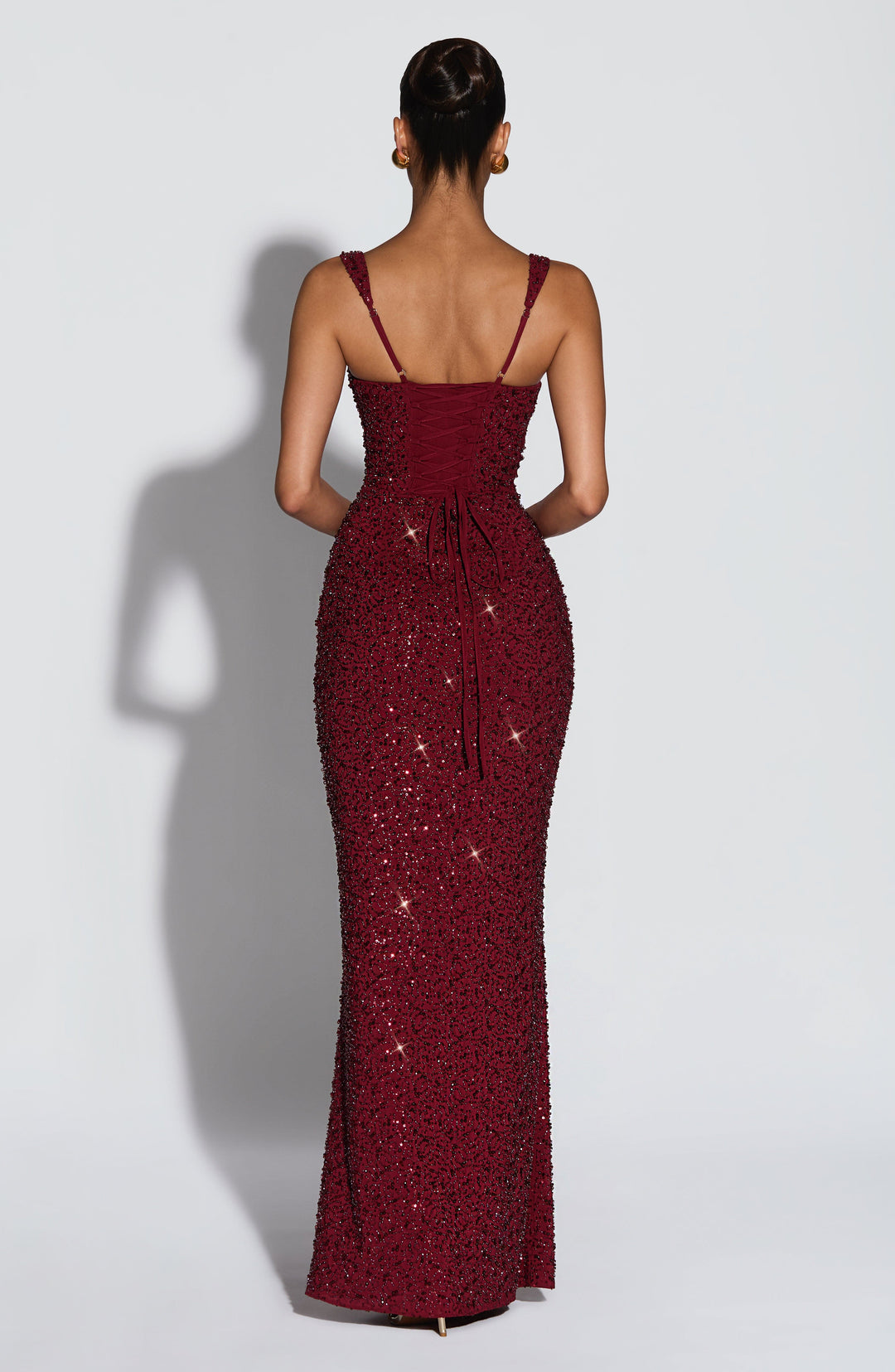 Rekina – Maxikleid Mit Pailletten Und Quadratischem Ausschnitt