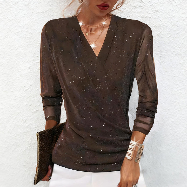 Agnese – Elegante Langarmbluse Mit V-Ausschnitt