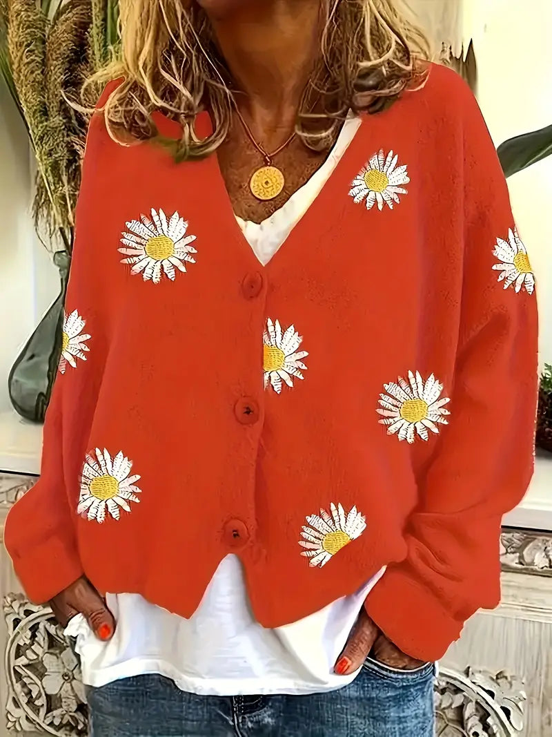 Korina – Eleganter Langarm Strickjacke Mit Knöpfen