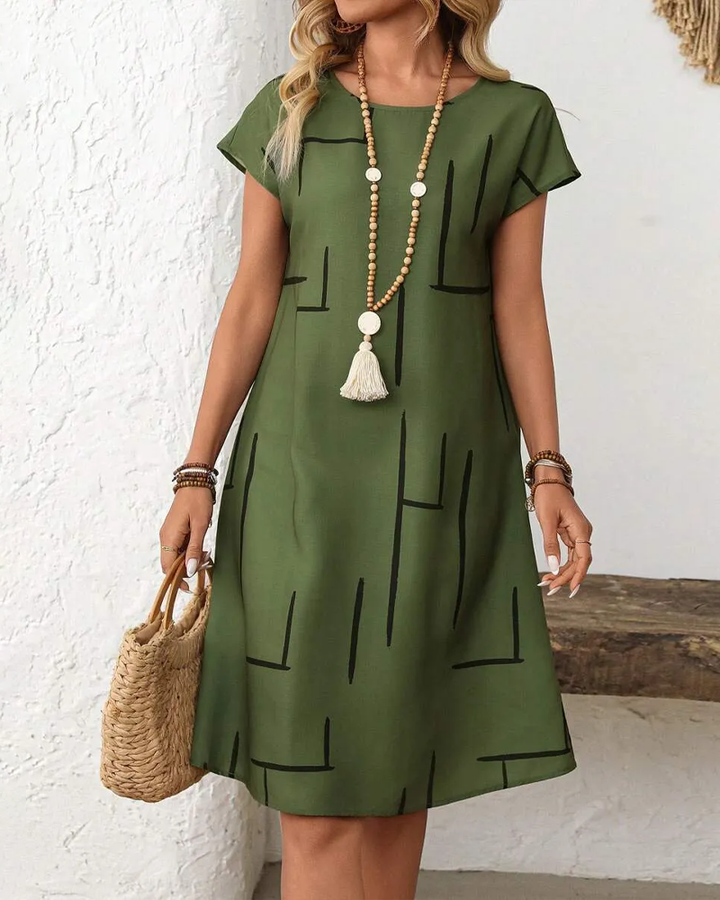 Ainee – Sommer Kleid Mit Rundhalsausschnitt Und Print