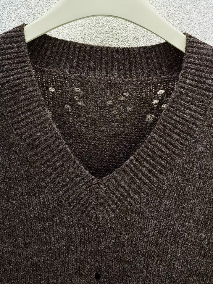 Bimashi - Locker Sitzender Pullover Mit Langen Ärmeln Und V-Ausschnitt