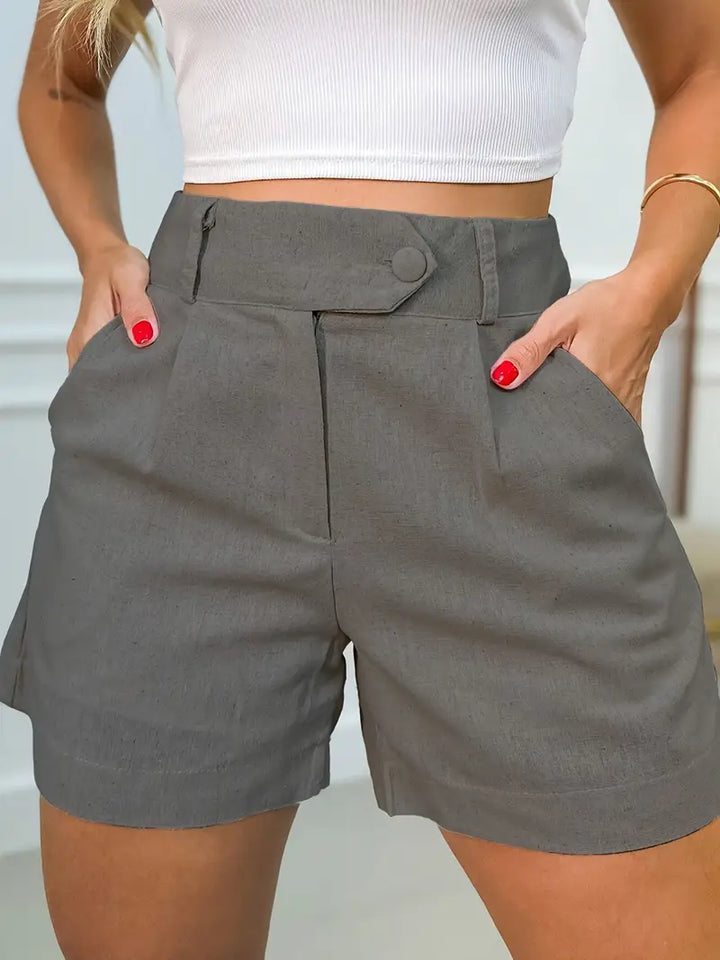 Annora – Lässige Kurze Mit Hoher Taille Und Knopf