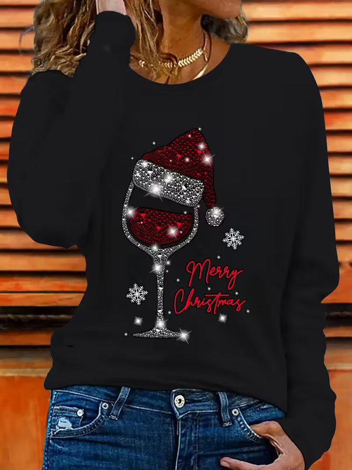 Doreah – Weihnachtsweinglas & Pullover Mit Weihnachtsmannmütze Aufdruck