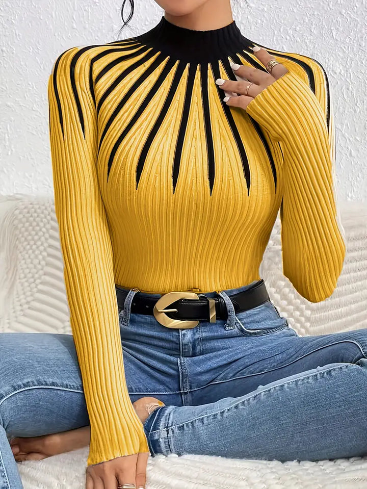 Maider – Eleganter Langarm Pullover Mit Hoher Kragen