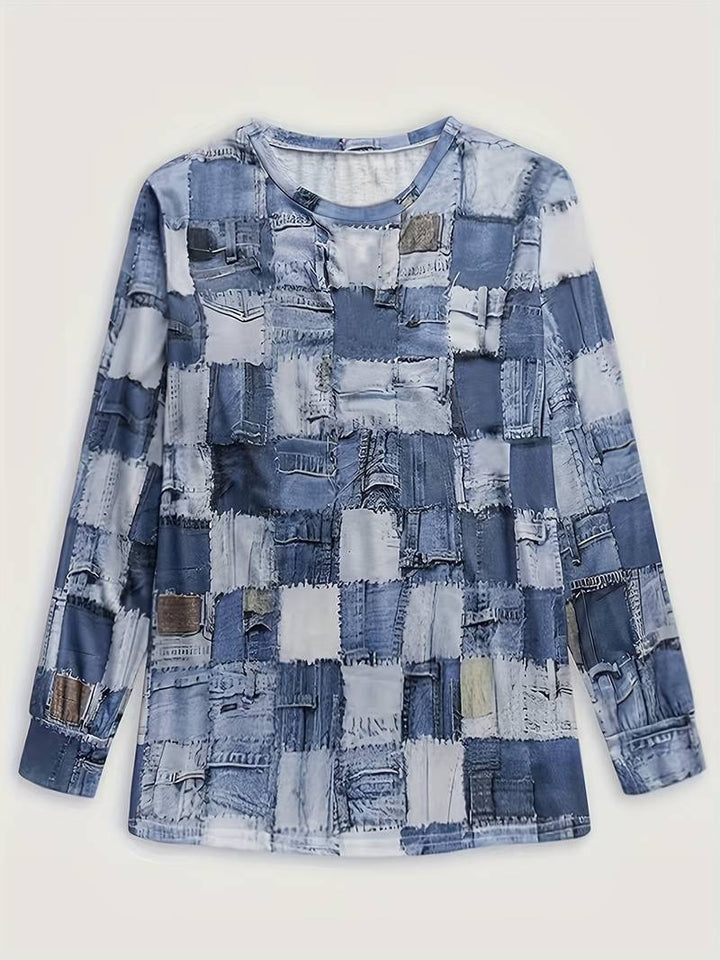 Talya - Lässiges Langarm Oberteil Mit Karomuster