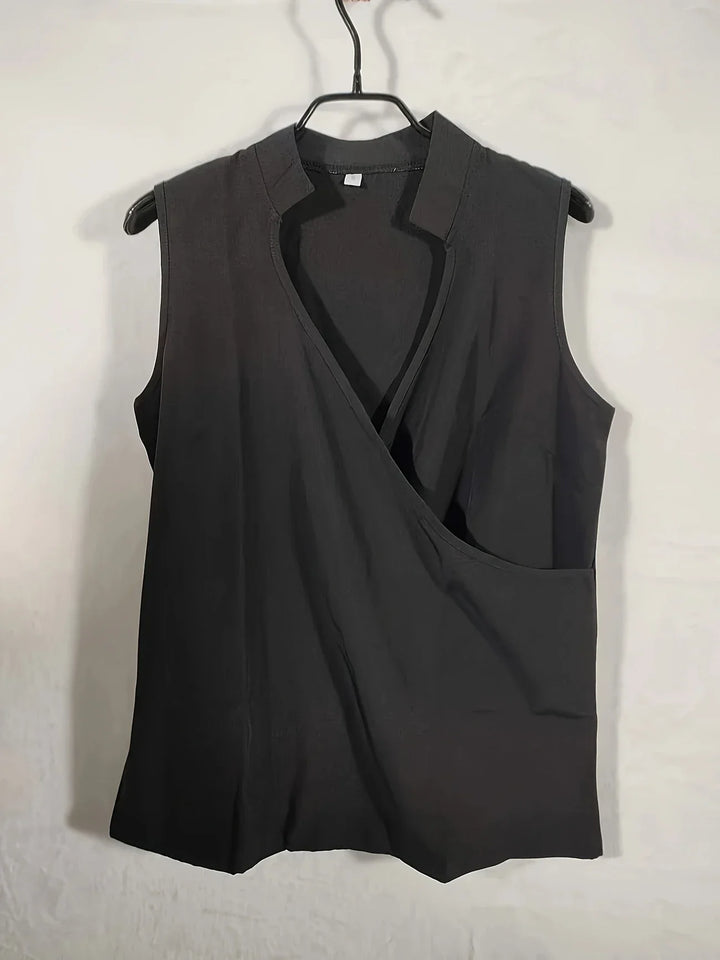 Cebulska – Elegante Ärmellos Surplice Bluse