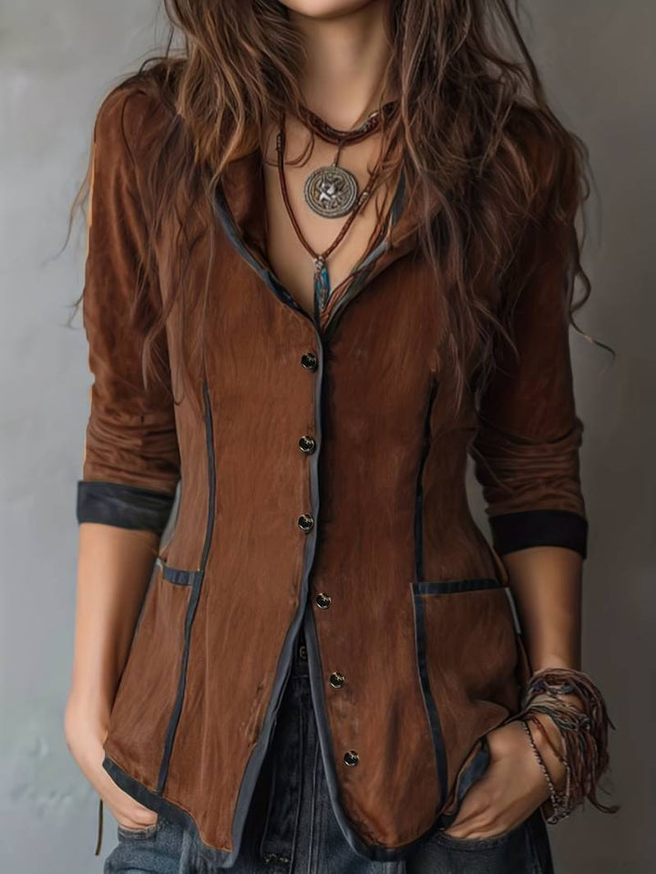 Yaara - Vintage-Kapuzen Jacke Mit langen Ärmeln