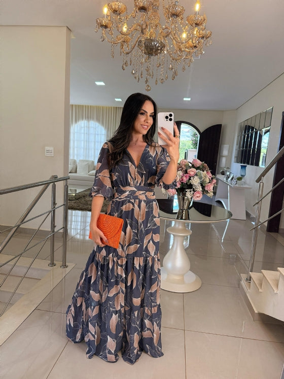 Lella – Stilvolles Maxikleid mit Blumenmuster