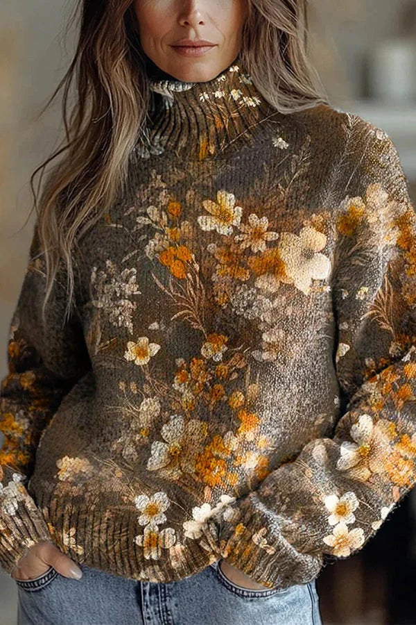 Nijole - Hochgeschlossenes Sweatshirt Mit Langen Ärmeln Und Blumenmuster