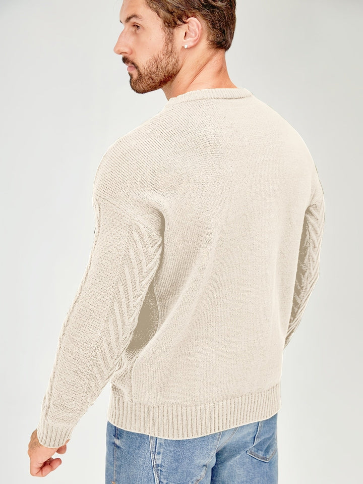 Eiduks – Klassischer Pullover mit Rundhalsausschnitt und Zopfmuster