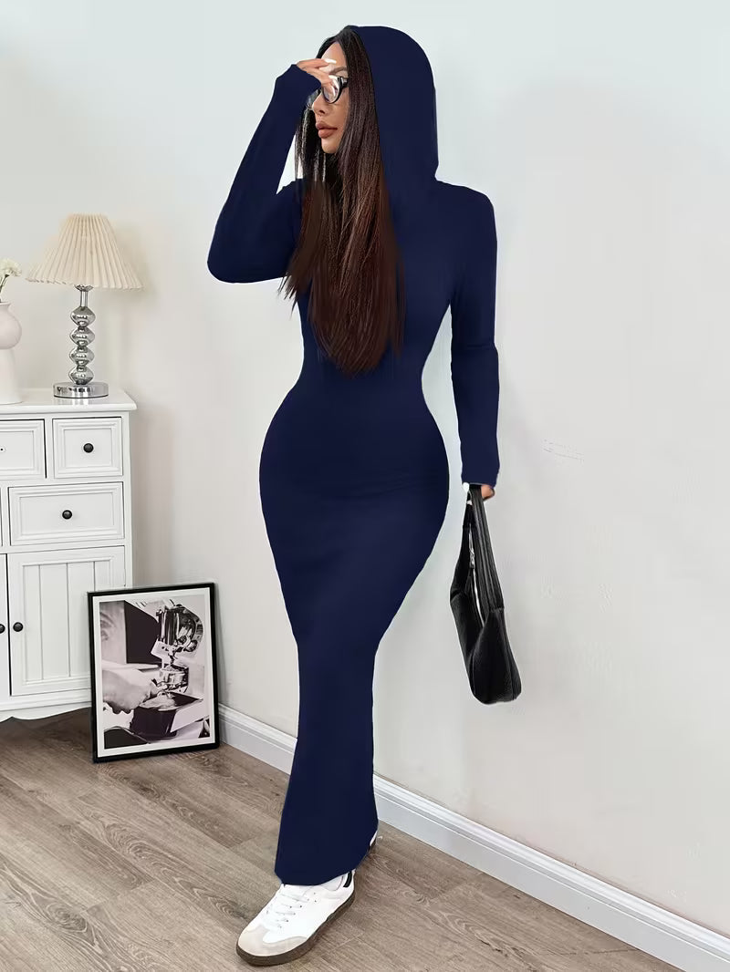 Dahye – Langärmliges Maxikleid Mit Kapuze