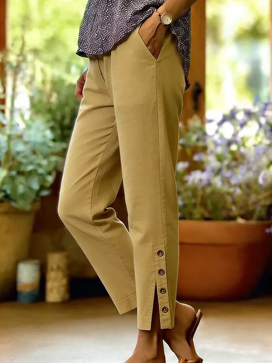 Kileza – Lässige, Locker Sitzende Hose Mit Knöpfen