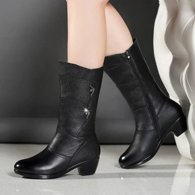 joania – Lederstiefel Mit Seitlichem Reißverschluss