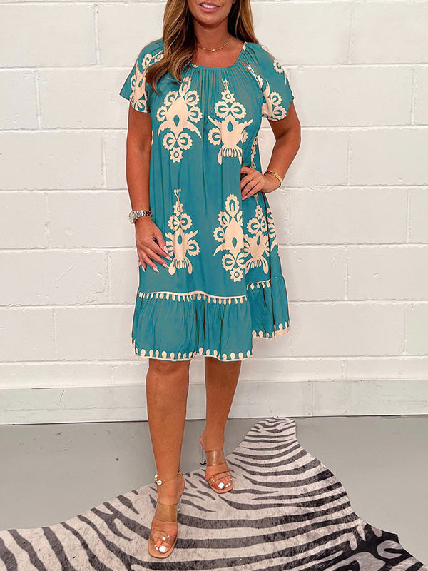 Ranee - Kleid Mit Geometrischem Muster Und Quadratischem Ausschnitt
