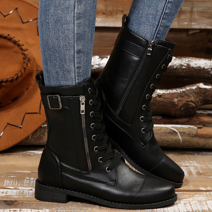 Kareema – Bequeme Leder Stiefel Mit Seitlichem Reißverschluss