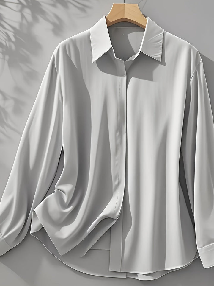 Elenochka - Stilvolles Langarmhemd Mit Knopfleiste