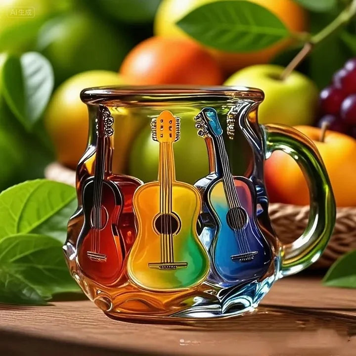 MelodyMug – Gitarren Becher mit Regenbogen Buntglasdesign
