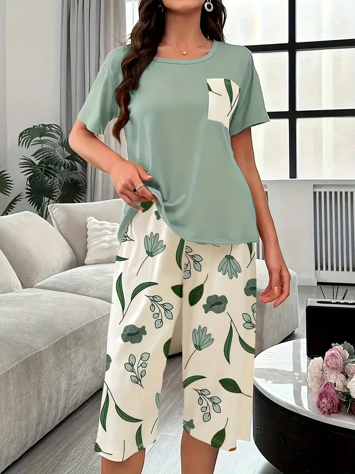 Kinsley – Bequemer Loungekleidung Satz Mit Blumen Ausdrucken