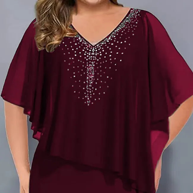 Amelie – Chiffon-kleid MIT V-ausschnitt Und Strassverzierung
